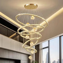 GobekUsa Crystal LED Chandelier: Modern Living Room Pendant Lights, Glass Globe Hanging Lamp