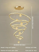 GobekUsa Crystal LED Chandelier: Modern Living Room Pendant Lights, Glass Globe Hanging Lamp