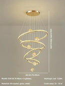 GobekUsa Crystal LED Chandelier: Modern Living Room Pendant Lights, Glass Globe Hanging Lamp