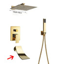 GobekUsa Golden Bathroom Shower Set with Square Rainfall Head and Concealed Mixer Taps