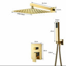 GobekUsa Golden Bathroom Shower Set with Square Rainfall Head and Concealed Mixer Taps