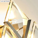 GobekUsa Modern Rhombus Wall Sconce Light with Clear Crystal and Metal Accents - 3 Lights - Golden Finish