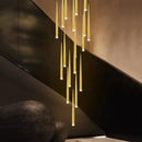 GobekUsa Golden Tapered LED Chandelier for Modern Living Room, Kitchen, Hall - Indoor Lighting