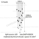 GobekUsa Golden Tube Chandelier: Modern Designer LED Staircase Light for Nordic Loft Apartment