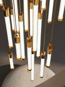GobekUsa Golden Tube Chandelier: Modern Designer LED Staircase Light for Nordic Loft Apartment