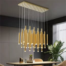 GobekUsa Golden Tube LED Chandelier for Modern Duplex Villa Living Room Staircase