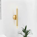 GobekUsa Contemporary Tubular Wall Sconce - 2-Light Metallic Golden Wall Lamp for Bedroom