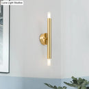 GobekUsa Contemporary Tubular Wall Sconce - 2-Light Metallic Golden Wall Lamp for Bedroom