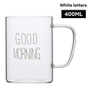 Modern good morning glass mug kitchen transparent tumbler by Decorbites