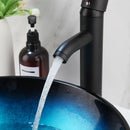 GobekUsa Bule Glass Sink Set with Matte Black Mixer Faucet Tap and Pop Drain