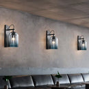 GobekUsa Modern Gradient Glass Sconce Lighting Fixture: 2 Shades, Black Wall Mount with 1 Bulb