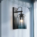 GobekUsa Modern Gradient Glass Sconce Lighting Fixture: 2 Shades, Black Wall Mount with 1 Bulb