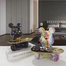 GobekUsa Graffiti Bear Figurine: Modern Animal Statue & Key Storage Shelf