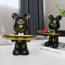 GobekUsa Graffiti Bear Figurine: Modern Home Decor Statue for Keys Storage Shelf