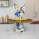 GobekUsa Graffiti Bear Figurine: Modern Home Decor Statue for Keys Storage Shelf