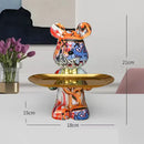 GobekUsa Graffiti Bear Figurine: Modern Home Decor Statue for Keys Storage Shelf