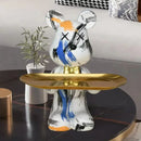 GobekUsa Graffiti Bear Figurine: Modern Home Decor Statue for Keys Storage Shelf