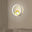 GobekUsa Nordic White and Wood Double Ring LED Wall Lamp - Warm/White Light for Home