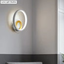 GobekUsa Nordic White and Wood Double Ring LED Wall Lamp - Warm/White Light for Home