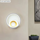 GobekUsa Nordic White and Wood Double Ring LED Wall Lamp - Warm/White Light for Home