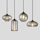 GobekUsa Gray Glass Pendant Light for Bar Stair Dining Room E27 Edison Lamp Lighting