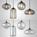 GobekUsa Gray Glass Pendant Light for Bar Stair Dining Room E27 Edison Lamp Lighting
