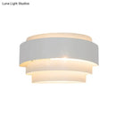 GobekUsa Modern Metal Wall Sconce with Etched Pattern - White Light for Living Room