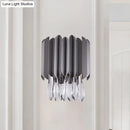 GobekUsa Modern Black K9 Crystal Teardrop Wall Lighting Fixture - 2 Lights - Bedroom Mount