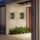 GobekUsa Contemporary Black Outdoor Round Wall Light Sconce - Aluminum Fixture, Warm/White