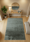 Modern Gray Solid Design 6x8.7  Hand Knotted Wool Area Rug