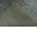 Modern Gray Solid Design 6x8.7  Hand Knotted Wool Area Rug