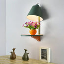 GobekUsa Nordic Style 1-Light Metal Wall Sconce with Wooden Supporter - White/Gray Tapered Shade