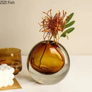 GobekUsa Elegant 2-Tone Glass Vase with Artificial Flowers for Modern Home Decor
