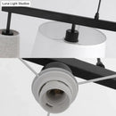 GobekUsa Barrel Hanging Light Kit - 5-Head Fabric Island Light Fixture in Black and White