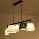 GobekUsa Barrel Hanging Light Kit - 5-Head Fabric Island Light Fixture in Black and White