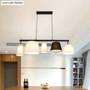 GobekUsa Barrel Hanging Light Kit - 5-Head Fabric Island Light Fixture in Black and White