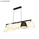 GobekUsa Barrel Hanging Light Kit - 5-Head Fabric Island Light Fixture in Black and White