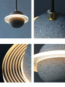 GobekUsa Cement Planet Pendant Light for Bar and Bedside, Creative Personality Single Head Lamp