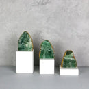 GobekUsa Green Agate Crystal Stone Figurine on Marble Base for Home Decor