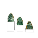 GobekUsa Green Agate Crystal Stone Figurine on Marble Base for Home Decor