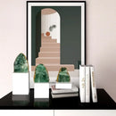 GobekUsa Green Agate Crystal Stone Figurine on Marble Base for Home Decor