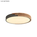 GobekUsa Nordic Style Round Flush Mount Ceiling Light - Wood & Acrylic Fixture in Grey/White/Green, 16" Width
