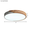 GobekUsa Nordic Style Round Flush Mount Ceiling Light - Wood & Acrylic Fixture in Grey/White/Green, 16" Width