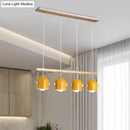GobekUsa Nordic Dome Island Light: 3/4-Light Wood Chandelier with Metal Shade