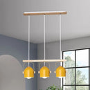 GobekUsa Nordic Dome Island Light: 3/4-Light Wood Chandelier with Metal Shade