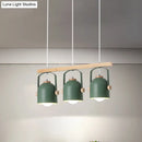 GobekUsa Nordic Dome Island Light: 3/4-Light Wood Chandelier with Metal Shade