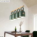 GobekUsa Nordic Dome Island Light: 3/4-Light Wood Chandelier with Metal Shade