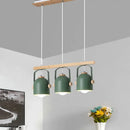 GobekUsa Nordic Dome Island Light: 3/4-Light Wood Chandelier with Metal Shade