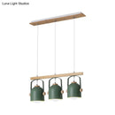 GobekUsa Nordic Dome Island Light: 3/4-Light Wood Chandelier with Metal Shade