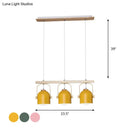 GobekUsa Nordic Dome Island Light: 3/4-Light Wood Chandelier with Metal Shade